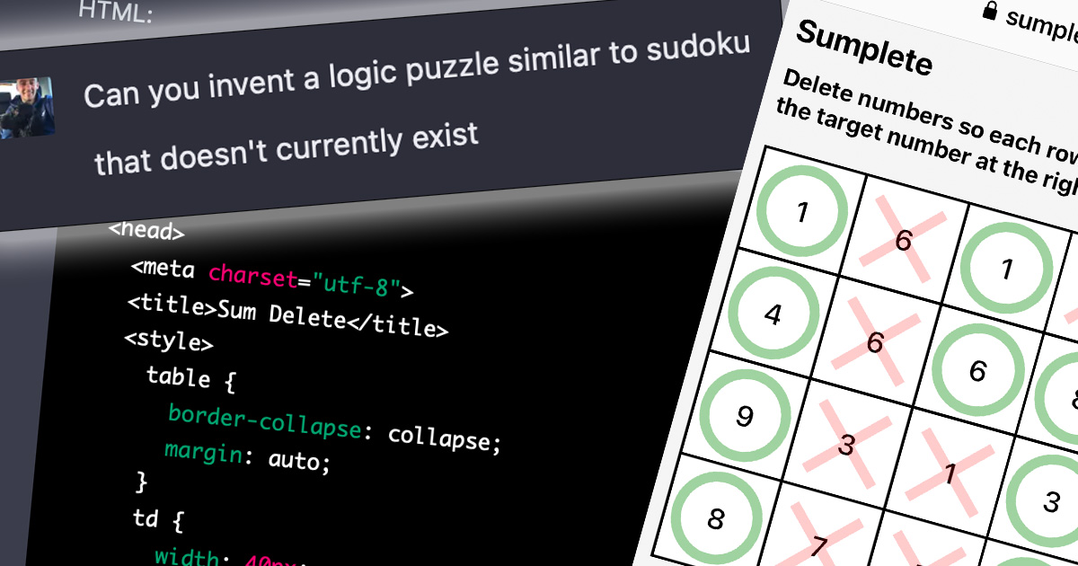 Sumplete : le sudoku-like entièrement créé avec ChatGPT